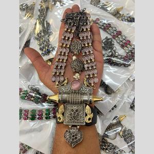 สร้อยคอยาวหิน pota เคลือบ2สีชุดเครื่องประดับหรูหรา - Product Image 1