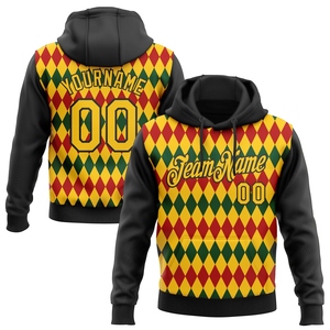 Sweat-shirt à capuche sportif noir et jaune 3D personnalisé, nouvelle conception, vente en gros directe, pour le Mois de l'Histoire des Noirs - Product Image 1