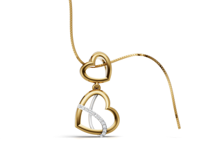 Yellow Gold Diamond Heart Pendant With White Diamond Accent Romantic Women's Jewelry Everyday Wear - Product Image 3