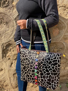 Bolsos de mano de cuero de vaca con estampado de animales reales de primera calidad para mujer, monederos de hombro de vaquera de gran capacidad de estilo Vintage de alta calidad - Product Image 2