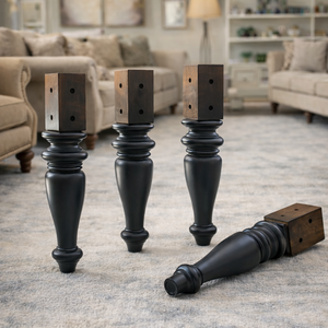 Pied de meuble classique en bois tourné, pied de remplacement en bois massif pour canapé, armoire, table, avec une forte capacité de charge et un design durable - Product Image 5