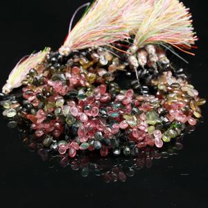 100% Natural Briolette Pear Shape <b>Tourmaline</b> Beads Multi-<b>Tourmaline</b> Faceted 5x7mm 8 Inches for Jewelry Making Arrival - Product Image 1