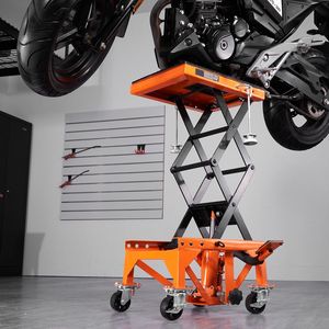 Sollevatore Idraulico per Moto con Capacità di 350 LBS, Piattaforma Larga e Ganci a J per 4 Ruote - Product Image 6