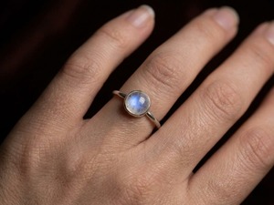 Handmade Vintage Blue Moonstone June Birthstone <b>Ring</b> <b>Indian</b> Fine Sterling Silver Jewelry with Natural Rainbow Gemstone Stone - Product Image 3