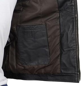 Chaqueta de Motociclista de Cuero Casual Estilo Café Racer para Hombre Ruya, de Piel de Cordero Auténtica, Impermeable, con Forro de Satén - Product Image 5