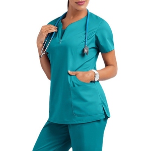 Women Pink <b>Scrub</b> <b>Top</b> Cotton Polyester Woven Hospital Uniform <b>Scrub</b> <b>Tops</b> - Product Image 3