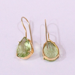 Pendientes Clásicos de Amatista Verde para Mujer, Chapados en Oro de 18K, Corte de Pera, Engaste de Garra, Joyería de Plata para Uso Diario - Product Image 2