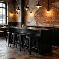 Meuble de bar moderne en acier inoxydable 304 noir et or avec miroir brossé pour salon VIP et club