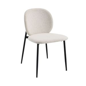 Klaus Set of <b>2</b> <b>White</b> Boucle and <b>Black</b> Finish Side Dining Chairs - Product Image 1
