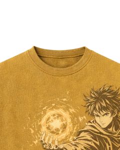 T-shirt graphique anime moutarde pour homme, en coton, coupe oversize, streetwear, imprimé, décontracté, été, logo personnalisé, fabricant OEM, fournisseur - Product Image 5