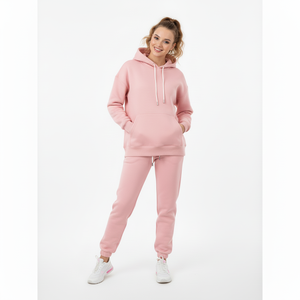 OEM ODM Survêtement d'hiver pour femmes, surdimensionné, uni, respirant, 100% coton, impression de logo personnalisée disponible, streetwear, 2 pièces - Product Image 6