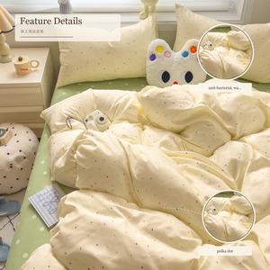 Parure de lit toutes saisons en polyester 200 fils antibactérienne, motif pois doux et confortable, taille King, vente en gros d'usine - Product Image 4