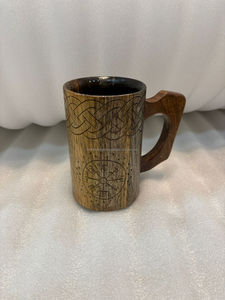 แก้วกาแฟไม้มะม่วงทำมือพร้อมดีไซน์หนัง แก้วไวน์ไม้มะม่วงทำมือพร้อมหูจับตกแต่ง - Product Image 2