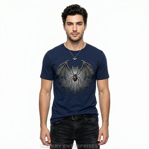 Camiseta Personalizada para Hombre con Diseño de Telaraña de Araña, Impresión Gráfica, Algodón de Alta Calidad, Manga Corta, Informal, Proveedor Popular en Pakistán - Product Image 1