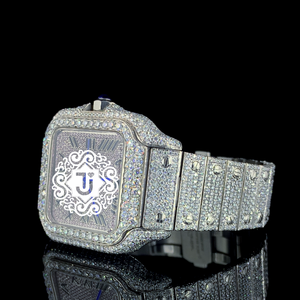 Montre-bracelet de luxe haut de gamme en acier inoxydable entièrement sertie de diamants, mouvement mécanique ETA, idéale pour mariages et tenues décontractées, directement de l'usine. - Product Image 6