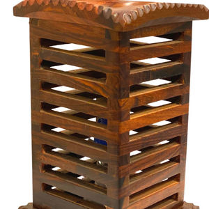 Lampe de table en bois, base en bois massif avec abat-jour en tissu de qualité supérieure pour chambre à coucher, salon, chevet, décoration intérieure, éclairage. - Product Image 4