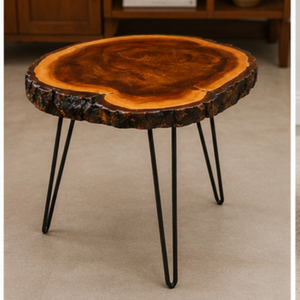 Handmade <b>Rustic</b> Wood Slice <b>Console</b> <b>Table</b> with Hairpin Legs for Living Room Decor - Product Image 3