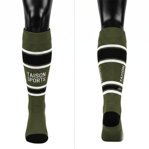 Premium 200 GSM polyester nylon elastane ice hockey socks <b>yellow</b> black panel knit jacquard custom logo - Product Image 4