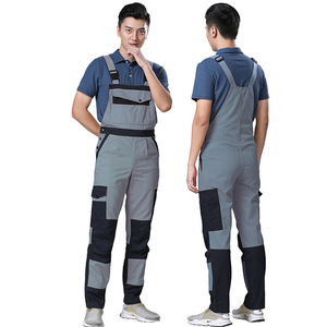 Combinaison de travail orange pour hommes, en coton, résistante à l'abrasion, avec bretelles réglables, combinaison de travail robuste - Product Image 2