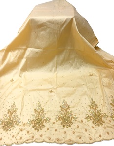 Robe de mariée somalienne Dirac Gougra en taffetas de soie satiné léger tissé 60GSM, tissu écologique à motif floral pour vêtements et literie - Product Image 3