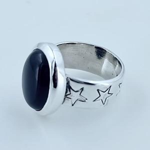 Black Onyx <b>Ring</b> 925 Sterling <b>Silver</b> Handmade Boho <b>Statement</b> Promise <b>Ring</b> for Women Natural Oval Black Onyx <b>Ring</b> July Birthstone - Product Image 4