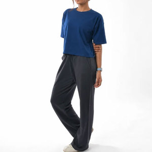 T-shirt femme grande taille en polyester à col ras du cou, couleur unie, personnalisable, anti-humidité, taille élastique, collection automne - Product Image 6