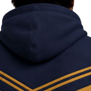 Sweat à capuche personnalisé pour homme, bleu marine et moutarde, en molleton de coton épais, color block, brodé, style streetwear, fabricant de marque privée - Product Image 4