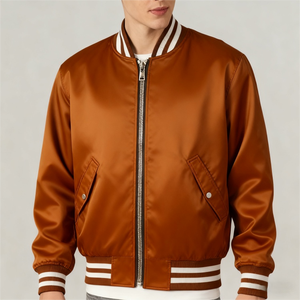 Satin Varsity <b>Jacket</b> for Men Vintage Regular Soft Coat Custom Embroidery - Product Image 5