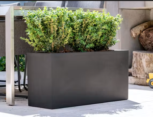 Modern <b>Rectangular</b> Metal Garden Planter Box Outdoor Balcony Patio Flower <b>Pot</b> Large Black <b>Plant</b> Container Tall Trough Planter - Product Image 2