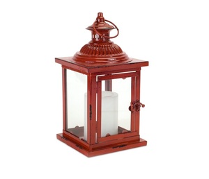 Modern Selling Portable Handmade Hanging Red Metal & Glass Red Finish Metal Candle Lantern Home Decor Handmade - Product Image 1