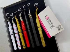 Juego de Pinzas para Pestañas de Acero Inoxidable Getup Brosons, Herramientas de Precisión con Puntas Suaves, Empaquetado en Caja - Product Image 3