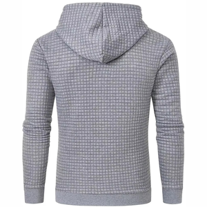 Men's Gray Waffle Knit Hooded Sweatshirt Regular Fit Casual Autumn Wear Men's <b>Hoodies</b> & Sweatshirts - Product Image 3