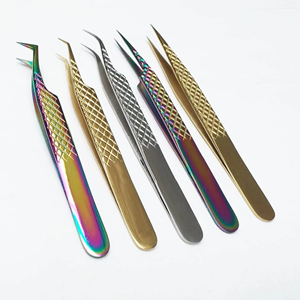 Pinzas de Precisión con Punta de Nanofibra Antimagnéticas para Extensión de Pestañas, Acero Inoxidable Japonés de 14 cm, Marca Privada, Puntas de Plasma Negras - Product Image 2