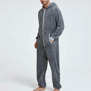 Winter <b>Man</b> Onesie Plush Fleece Hooded Pajama Jumpsuit Soft Sleepwear <b>Man</b> Onesie Warm Full Body Casual Lounge Adult Wholesale - Product Image 5