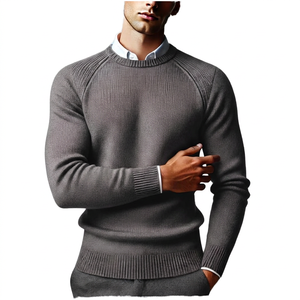 Pull en laine d'hiver pour homme avec logo personnalisé ODM, anti-boulochage, épaisseur polaire, col rabattable, fermeture éclair, motif sur le devant - Product Image 6