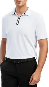 Pull court zippé pour homme Mustard, manches courtes, col côtelé contrastant, décontracté, été, 100% coton tricoté, écologique, OEM - Product Image 6