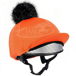 Funda para Casco de Equitación de Fabricante OEM, con Pompón de Piel Sintética, Elástica, para Competición, Suministro al por Mayor - Product Image 1