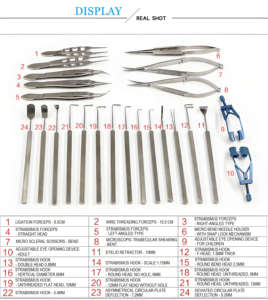 Juego de Instrumentos Quirúrgicos Oftálmicos Manuales Reutilizables y Autoclavables de Acero Inoxidable de Alta Calidad, 24 Piezas, Certificación CE, Marca Grip Surgical - Product Image 6