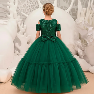 <span class=keywords><strong>Robe</strong></span> de demoiselle d'honneur élégante en sequins, <span class=keywords><strong>robe</strong></span> verte en velours brodée, robes de cérémonie pour enfants pour les concours, les anniversaires et les mariages - Product Image 2