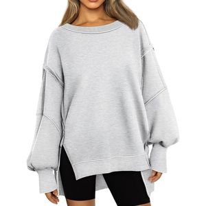 Sweat-shirt personnalisé pour femme, coupe oversize, en molleton, col rond, épaules tombantes, manches ballon, décontracté - Product Image 1