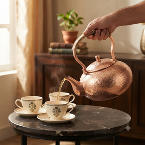 Bouilloire à thé en cuivre martelé artisanal avec couvercle et poignée en corde, théière vintage, chauffe-eau pour cuisinière, pot à café, ustensile de cuisine - Product Image 3