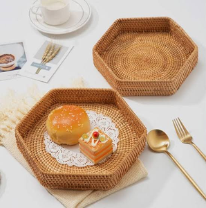 Plateau de service en rotin écologique, décoratif, de qualité supérieure, pour servir et ranger fruits, thé, café, etc. - Product Image 3