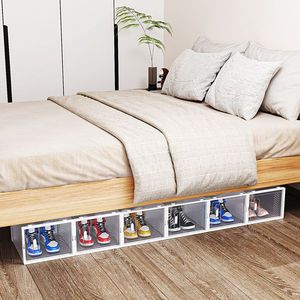 Scatola Portascarpe in Plastica a Rete Bianca 12 Pezzi 36*28*21cm, Grande Formato, per Sotto il Letto, Combinabile Liberamente - Product Image 1