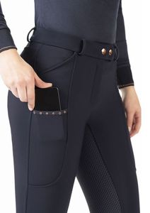 Leggings de equitación para mujer, transpirables, duraderos, de tela con elastano, agarre de silicona en el asiento, cierre de cremallera, lavables a máquina, corte relajado - Product Image 4