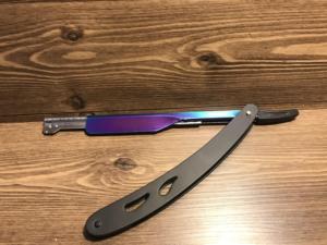 Professional Barber Folding Shaving <b>Razor</b> full color <b>Single</b> Half <b>Blade</b> Straight Edged <b>Razors</b> with Custom Logo - Product Image 2