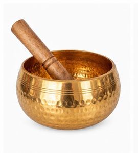 Cuenco Tibetano de Latón Martillado Hecho a Mano con Mazo de Madera para Meditación, Sanación Sonora, Yoga y Oración - Product Image 3