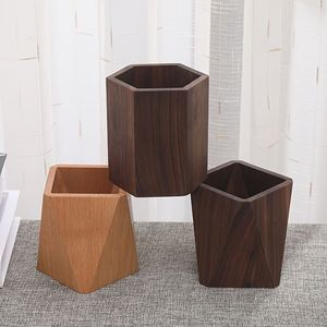 Porte-stylos en bois à double niveau fait main et organiseur de bureau pour le bureau, l'école et la maison - Rangement écologique - Product Image 4