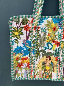 Bolso Tote de Algodón Acolchado Hecho a Mano para Mujer, con Cierre, Ligero, Duradero, Espacioso, Ecológico, para Playa, Verano, Compras y Viajes - Product Image 3