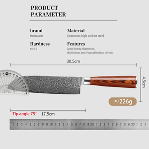 Couteau de chef Santoku en acier Damas de qualité supérieure LEGACY BLADES, fait main, professionnel, pour la cuisine, style japonais, manche en bois - Product Image 2