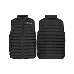 DAIZEN STAR Men's Black Stand Collar Puffer Vest Zipper Closure Windproof Casual Winter Outerwear Solid Color Polyester Wadding - Product Image 3